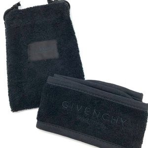 Givenchy Black Terry Cloth Spa Headband with Pouch NWT